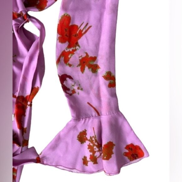 Cynthia Rowley Malibu Ruffle Silk Blend Mini Dress in Pink Poppy. Size XS - Picture 4 of 13